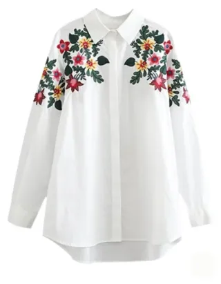 Camisa Zara bordada Talla XS