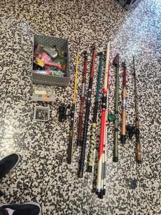 Cañas de pesca y aparejos
