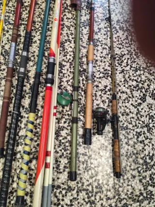 Cañas de pesca y aparejos