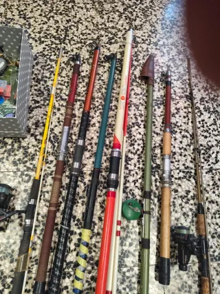 Cañas de pesca y aparejos