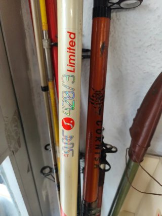 Cañas de pesca y aparejos