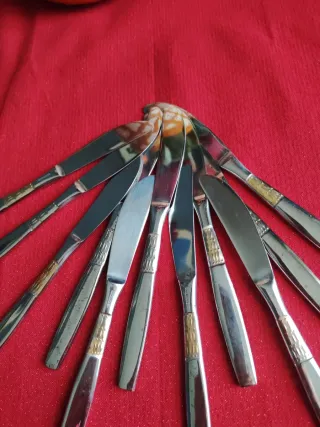 Set 11 Coltelli Acciaio 18/10 Dorato Argentato.