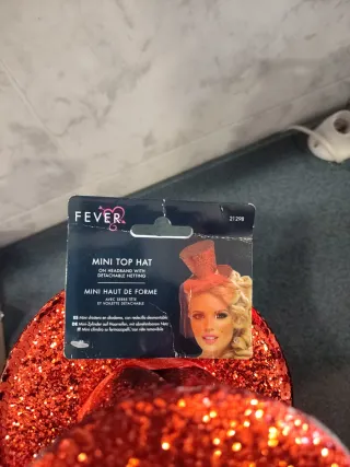 Diadema sombrero disfraz lentejuelas roja