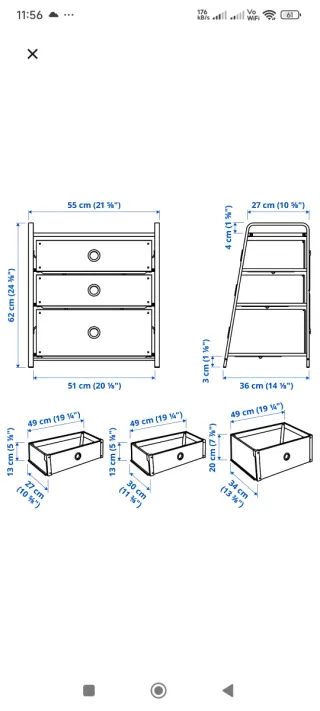 Cajonera Lotte Ikea Blanca Metal