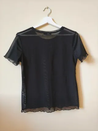 Camiseta Malla Negra Stradivarius Talla L