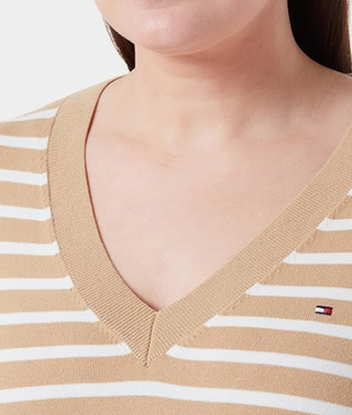 Tommy Hilfiger Jersey Punto Rayas Beige/Blanco