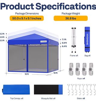Carpa Azul 3x3 con Mallas Vivohome. / P6