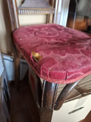 Sillas de madera con asiento de terciopelo