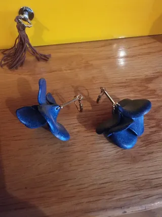 Pendientes Malababa Flor Azul Dorado