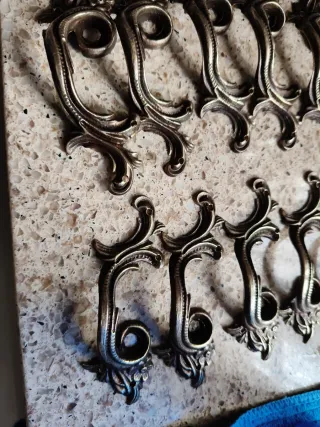 Lote 12 Tiradores Antiguos Labrados Metal