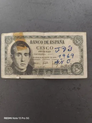 Billete 5 Pesetas Banco de España 1951