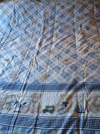 Edredón reversible infantil ositos/cuadrados