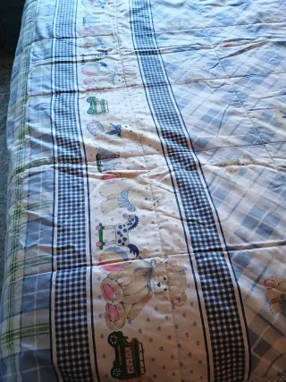Edredón reversible infantil ositos/cuadrados