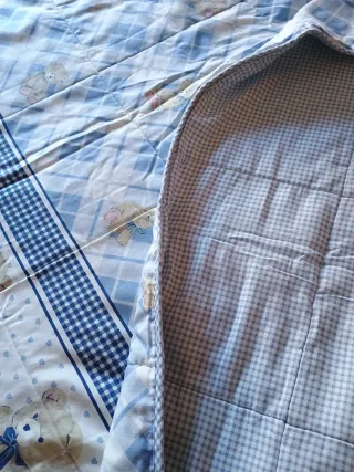 Edredón reversible infantil ositos/cuadrados