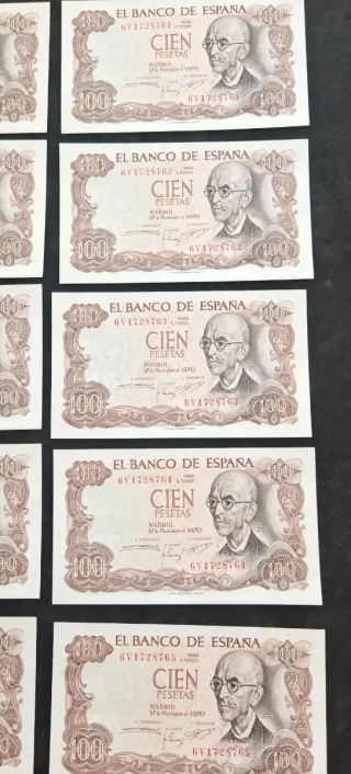 014 Billetes 100 Ptas calidad plancha CORRELATIVOS