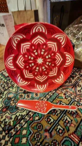 Piatto torta con palettina decorato