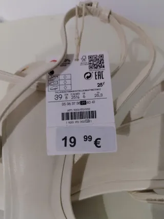 Sandalias tacón Zara Talla 39 Beige
