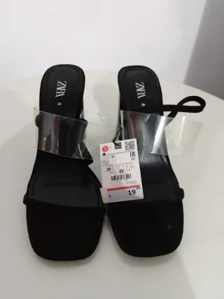 Sandalias Zara Tacón Transparente Talla 39