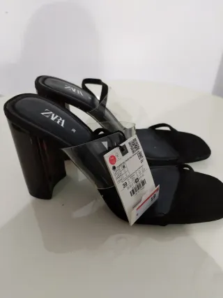 Sandalias Zara Tacón Transparente Talla 39