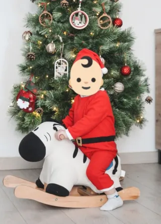 Balancín Cebra Peluche y Madera