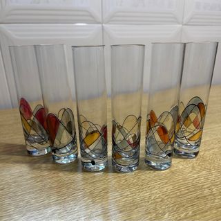 Cubitera y 6 vasos chupito cristal colores