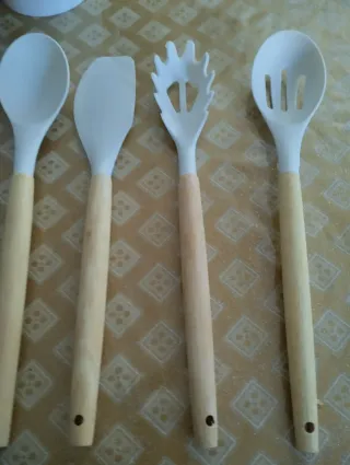 Set Mestoli Cucina Silicone e Legno