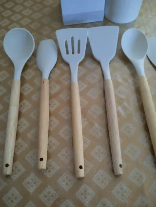 Set Mestoli Cucina Silicone e Legno