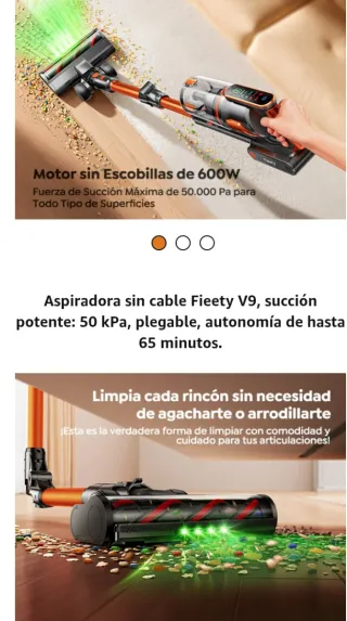 Aspiradora Fieety sin Cable 50kPa/600W Nueva
