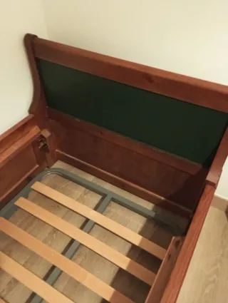 Cama madera canapé doble, adorno motivos náuticos
