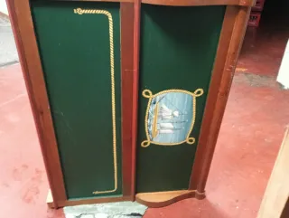 Cama madera canapé doble, adorno motivos náuticos