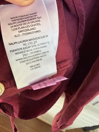 Camisa manga larga burdeos RALPH LAUREN talla L
