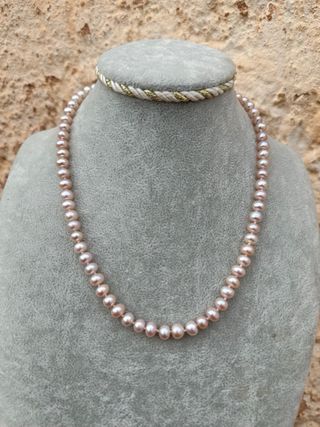 Collar Perlas Naturales Cultivadas Cierre 925 plat