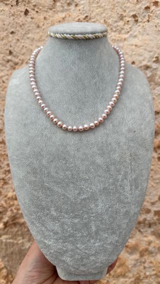 Collar Perlas Naturales Cultivadas Cierre 925 plat