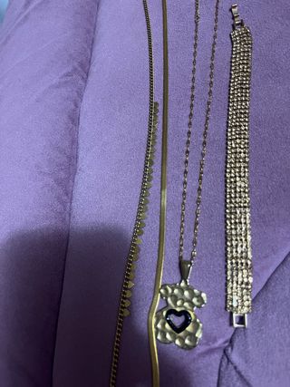 Set di Gioielli in Acciaio Dorato e Nero