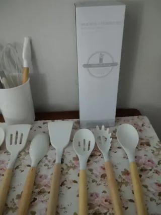 Set Utensili Cucina Silicone e Legno 12 Pezzi