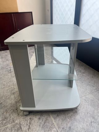 Mesa auxiliar TV 2 estantes cristal 78x51x98 cm