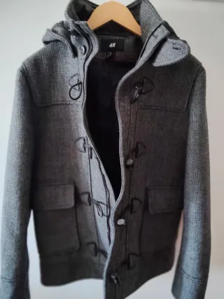 Chaqueta Duffle Coat Gris y Negro