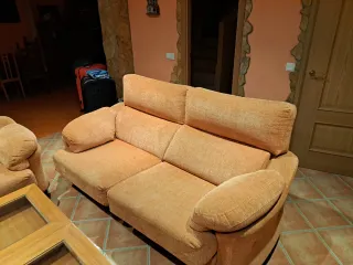 Sofá 3 plazas + sillón salmón
