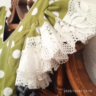 Traje de flamenca verde y blanco