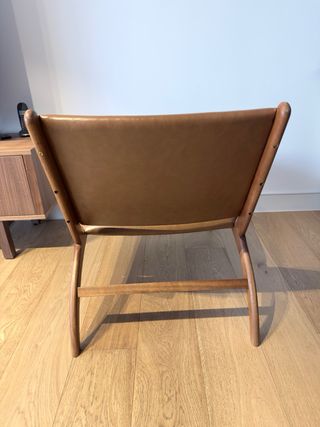 Juego 2 butacas piel sintética y madera