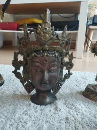 Cabeza Buda Asiático Tara Bronce antigüedad