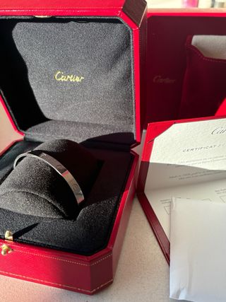 Pulsera hombre Cartier oro blanco Love abierto