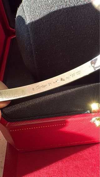 Pulsera hombre Cartier oro blanco Love abierto