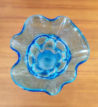 Jarrón estilo Murano grande  cristal Azul 70s