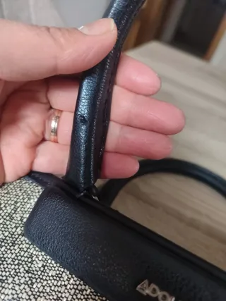 Bolso Adolfo Domínguez Negro y Beige/Dorado