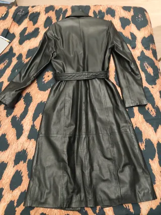 Abrigo gabardina cuero auténtico mujer