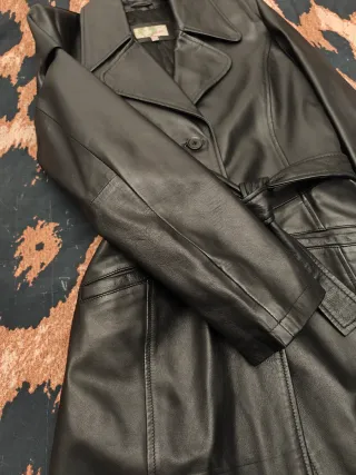 Abrigo gabardina cuero auténtico mujer