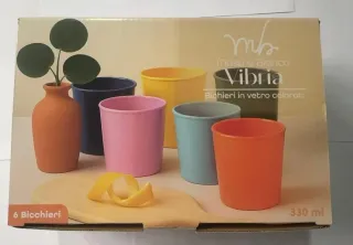 Set 6 Bicchieri Vetro Colorati