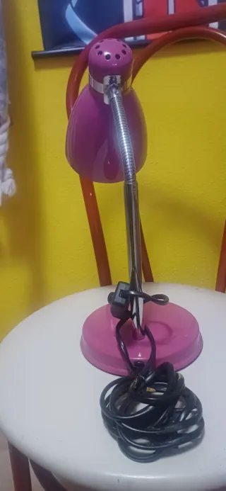 Lámpara Escritorio Rosa y Plateada