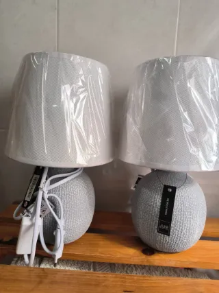 Lámparas de mesa J-LINE tela gris (2 uds)